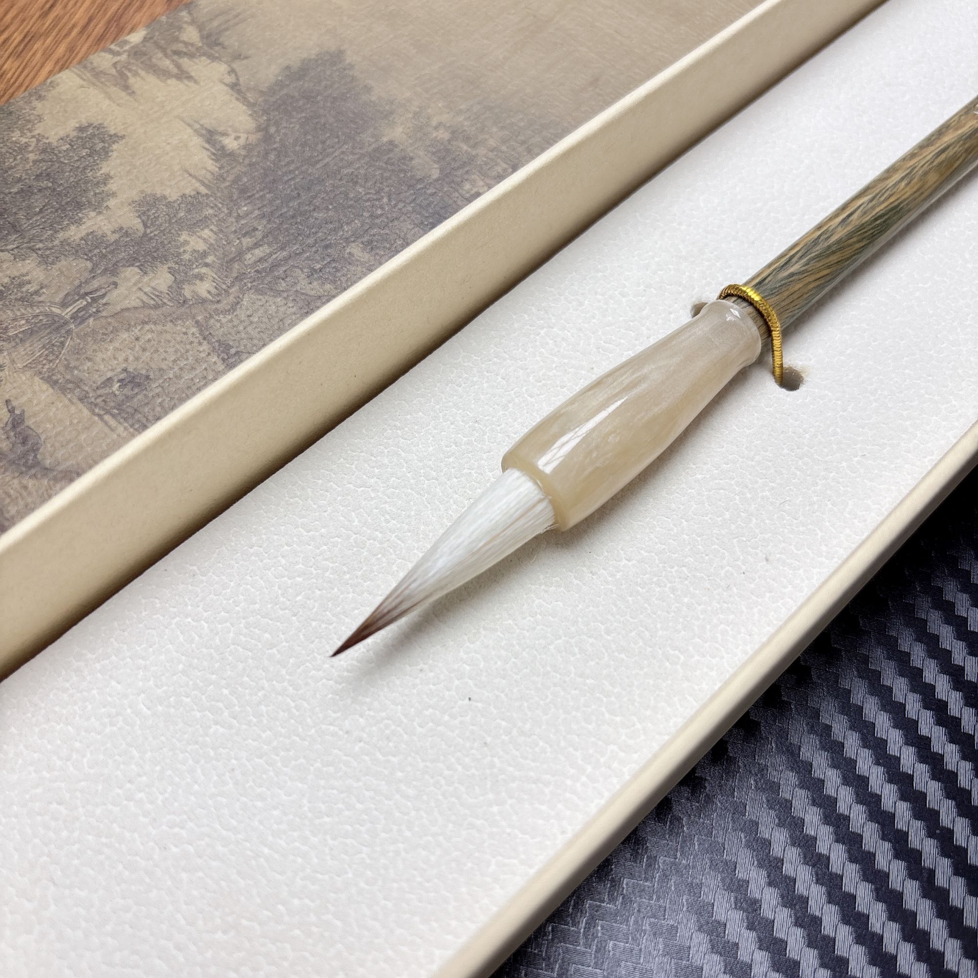 【墨雨】出峰3.2绿檀笔杆高端兼毫楷隶篆行不挑书体出作品用