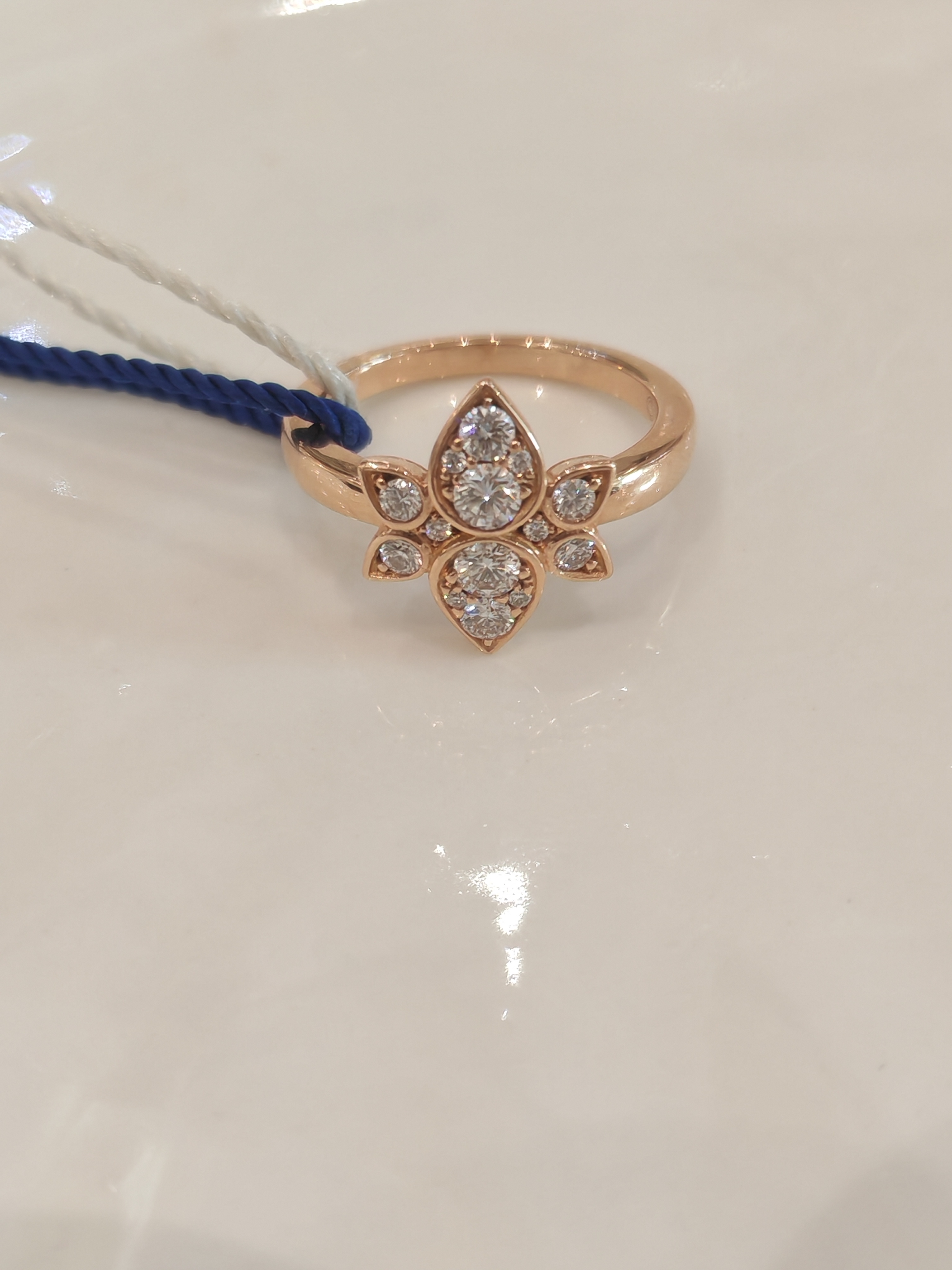 99新 Cartier/卡地亚 满钻兰花戒指/K玫/#51/盒   X9