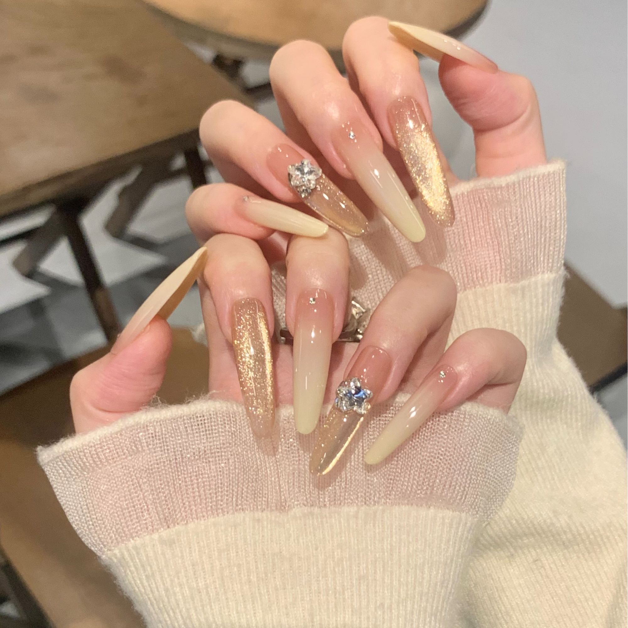 「奶黄包」Meil Nail 纯手工穿戴甲可拆卸ML6721