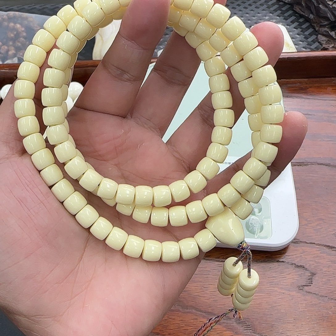 白玉菩提手串8直切108润