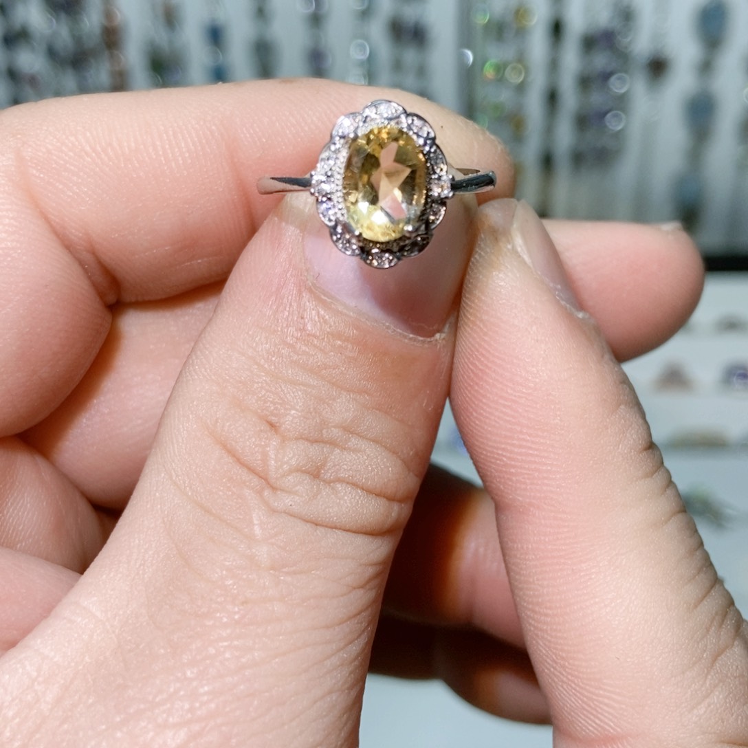 绿水晶戒指银S925镶嵌