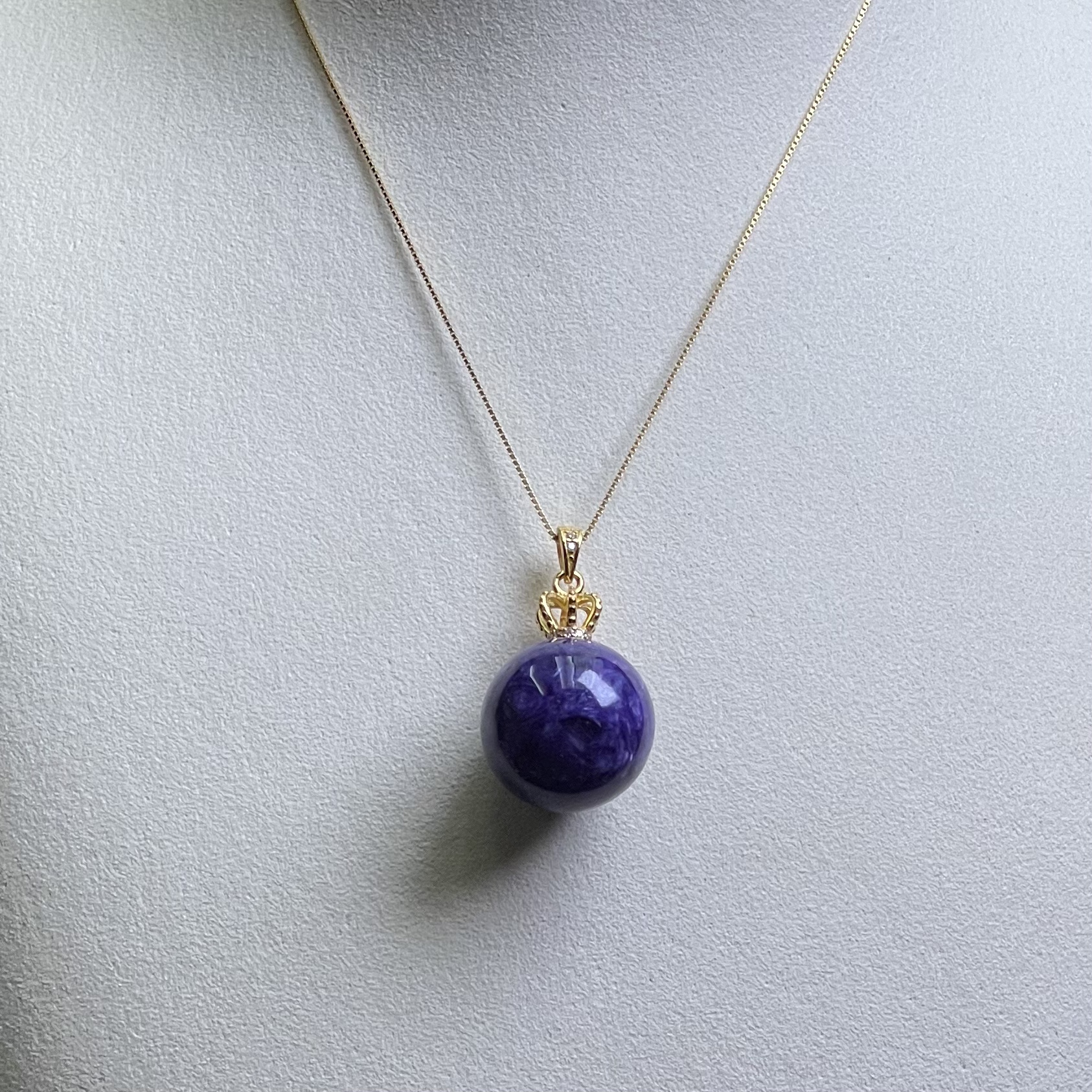 天然紫龙晶皇冠/金色托吊坠项链/SZ000361