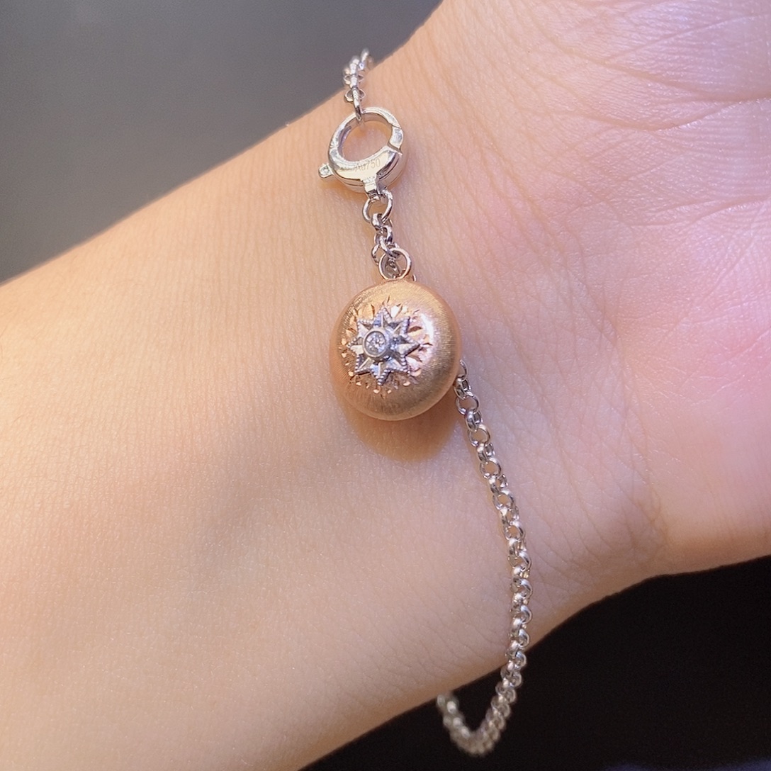 钻石手链18K金镶嵌拉丝豆豆k玫