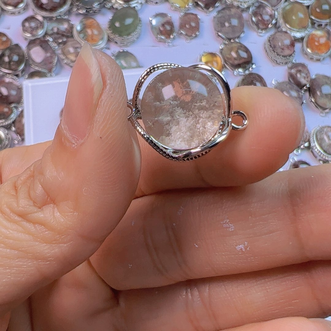 水晶手链银S800镀金镶嵌y***~