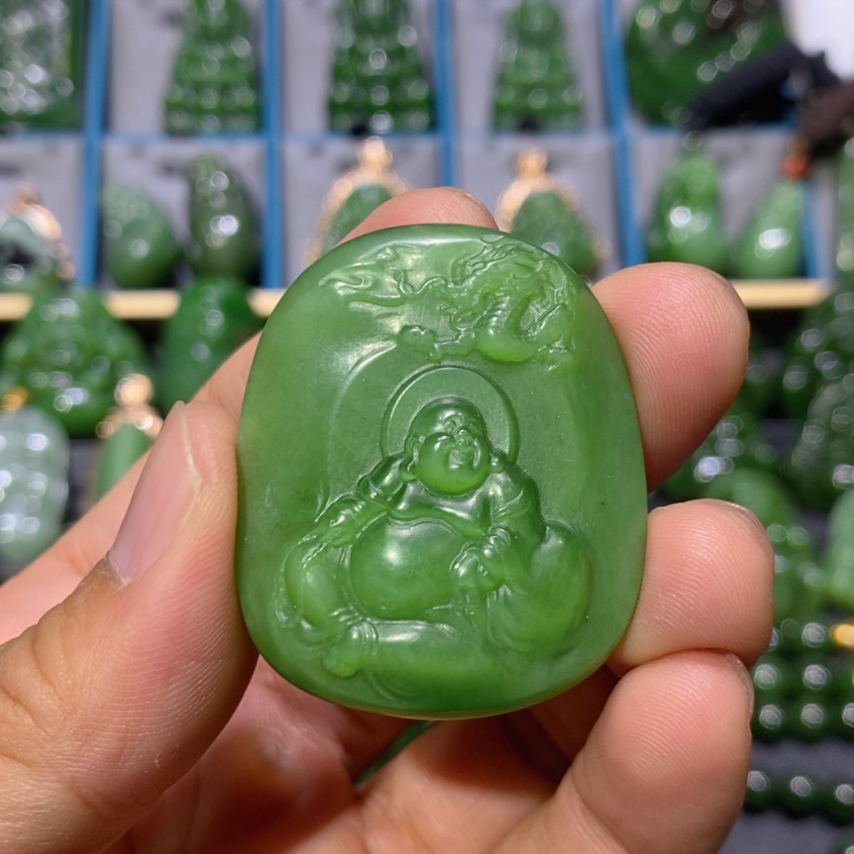 【闪购商品】和田玉吊坠(不含链)未镶嵌粉绿猫眼佛公