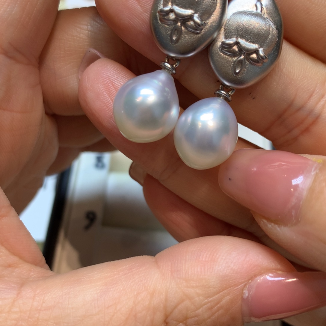 海水珍珠耳饰银S925镶嵌