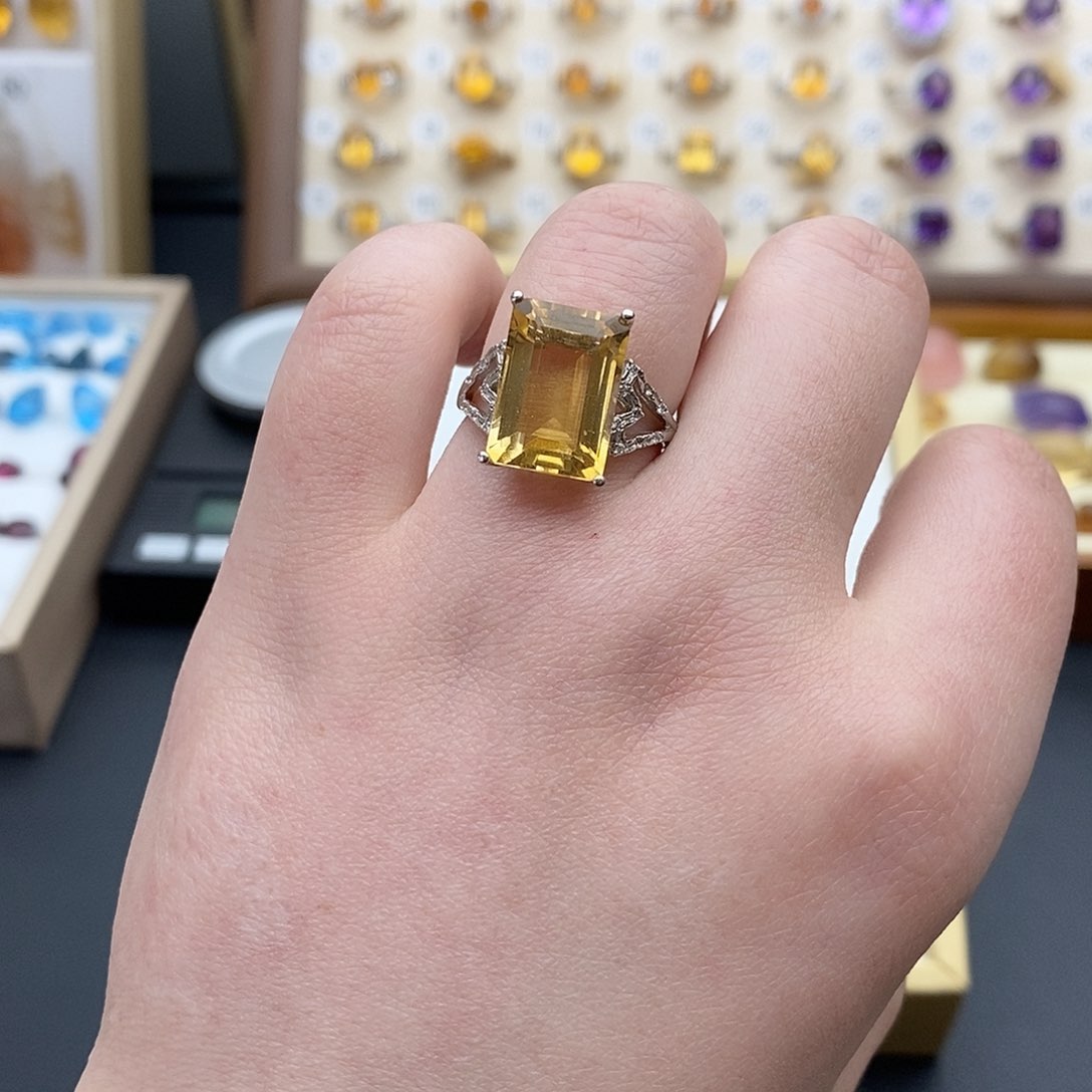 纯天然无优化黄水晶L银S925镶嵌黄晶用****7