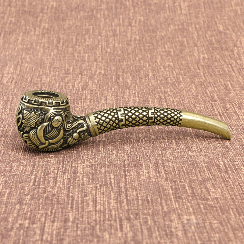 国潮佛头佛像烟斗烟具仿古玩铜器便携循环烟器烟枪工艺品收藏摆件