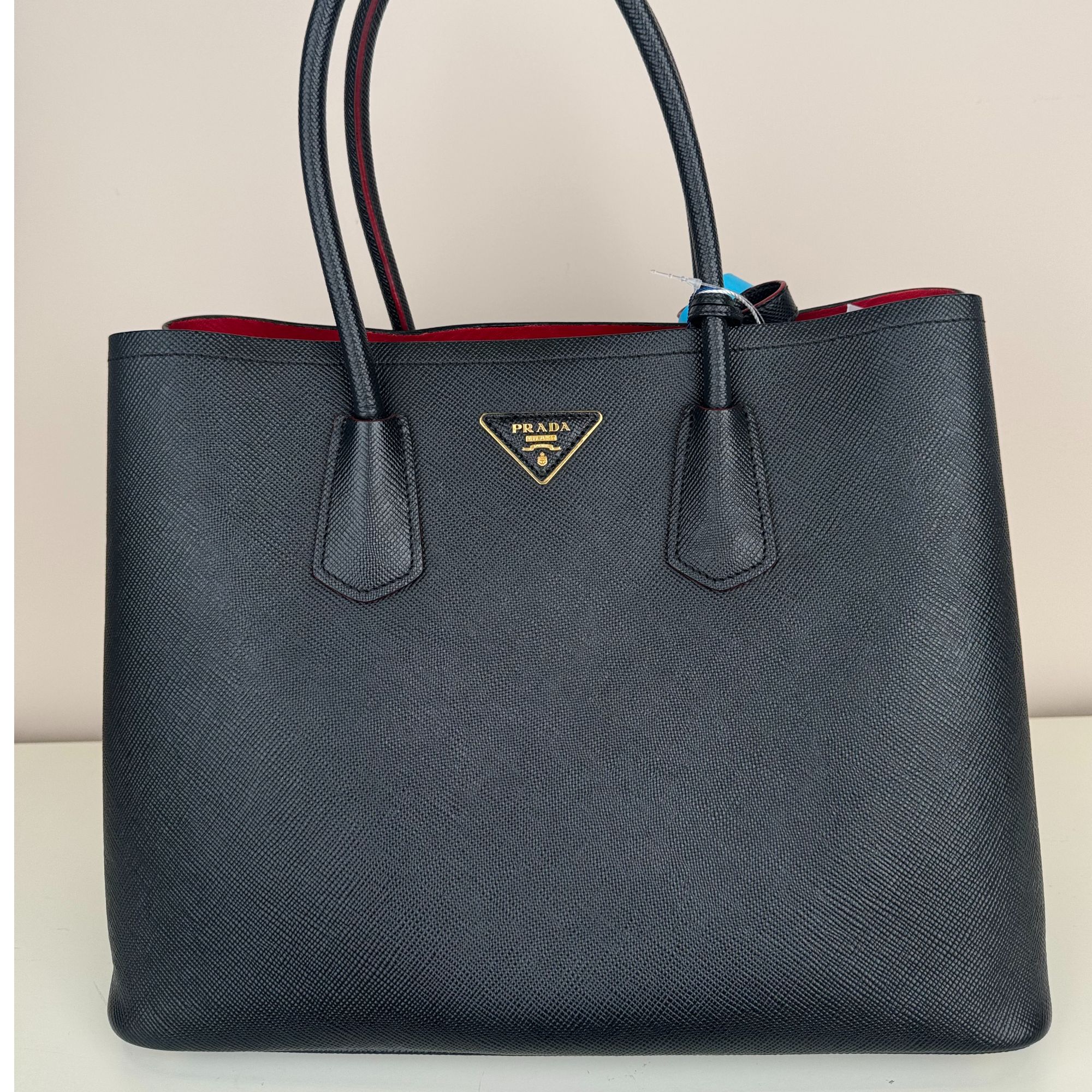 95新 Prada/普拉达 黑金手提包