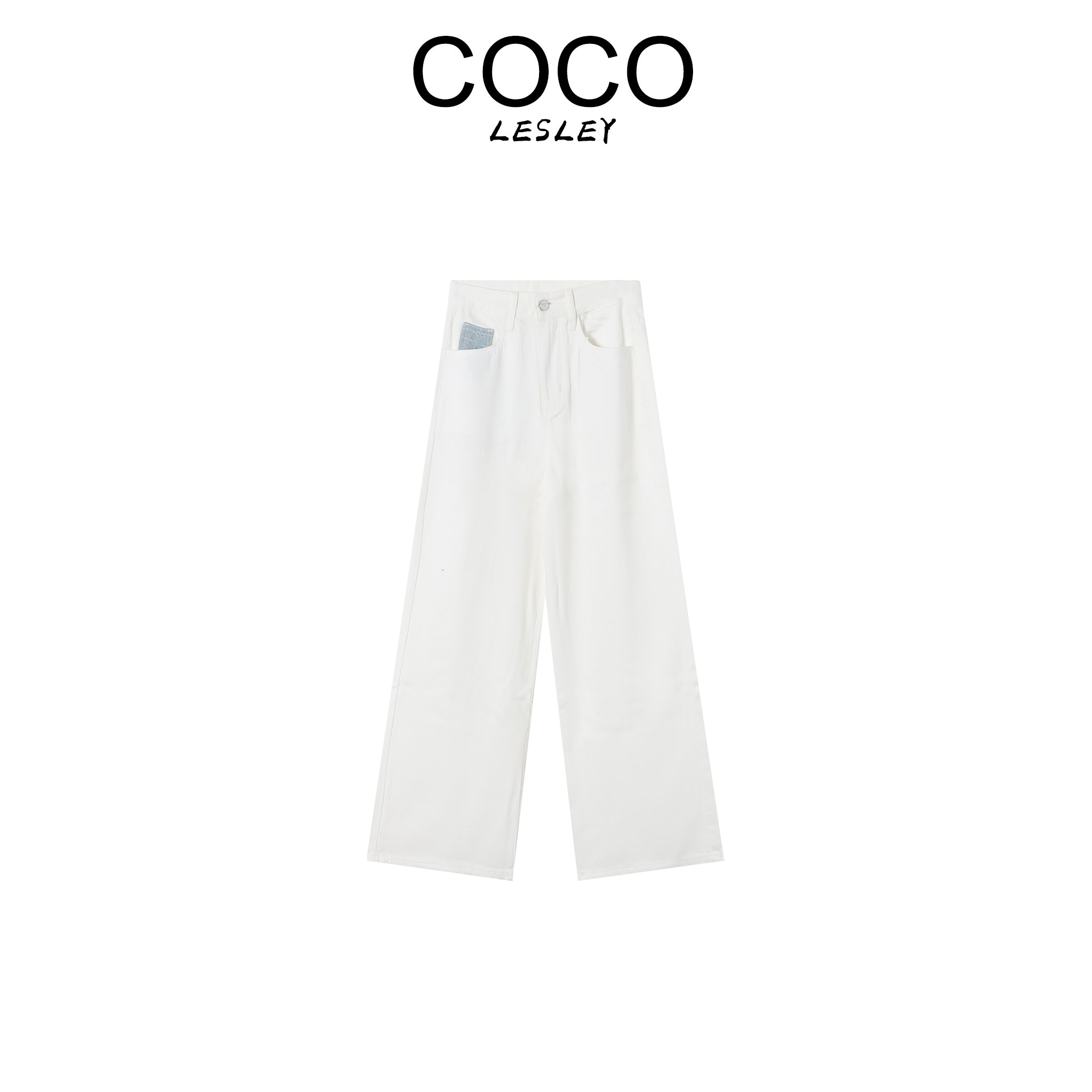 【COCO LESLEY】裤子简约时尚松紧腰垂感直筒皮裤 3215