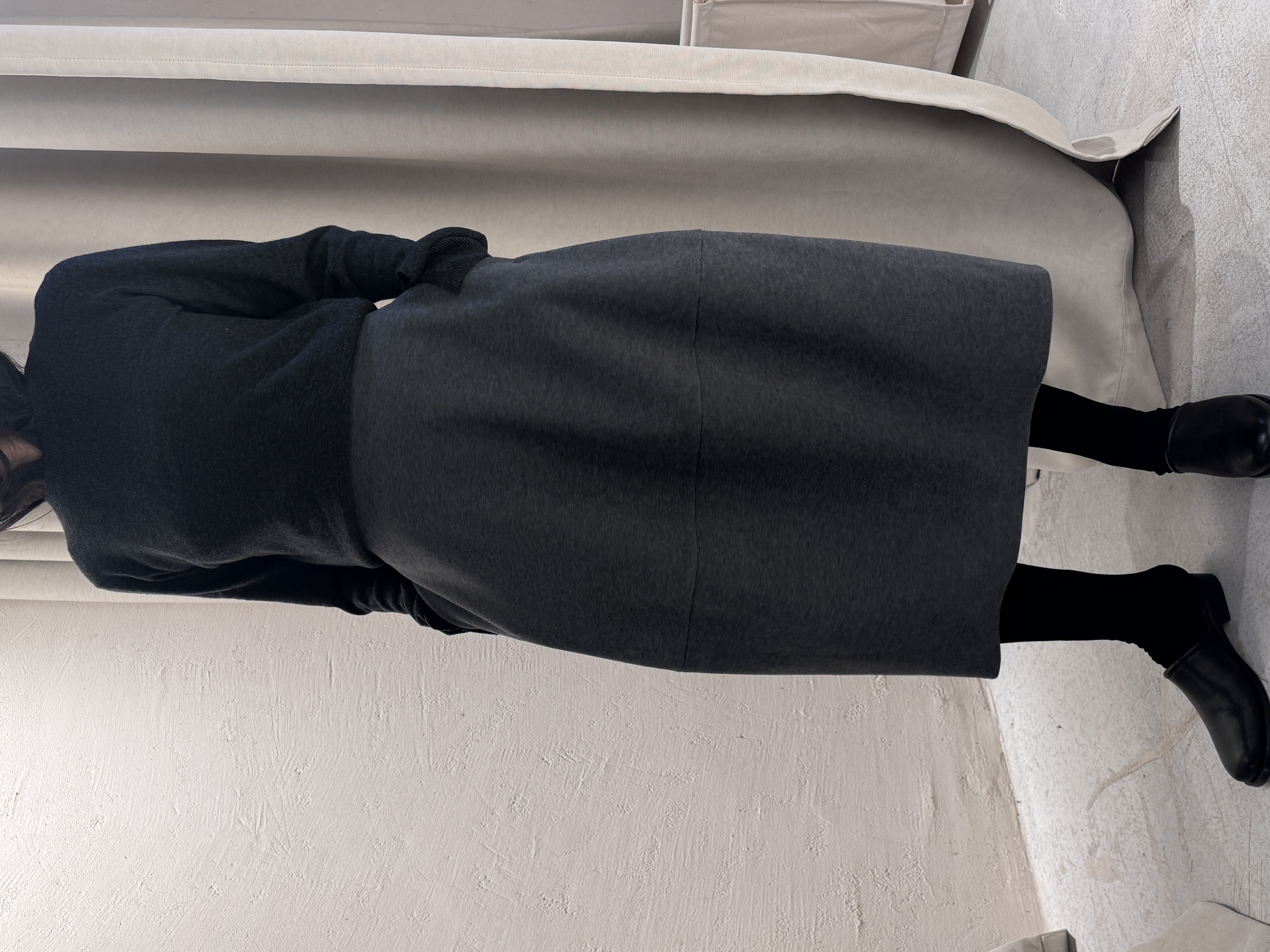 收腰显瘦中长裙极简风羊毛混纺立体花苞半身裙