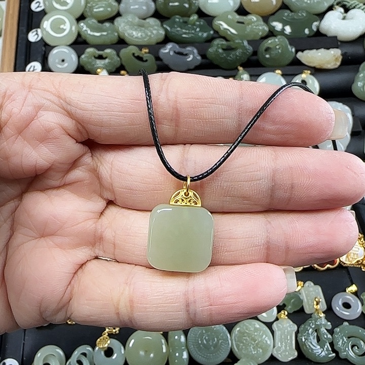 和田玉银S925镶嵌吊坠(不含链)