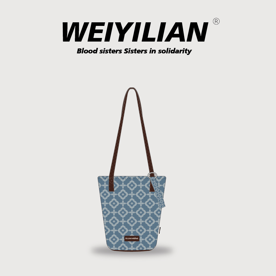 WEIYILIAN“柿柿如意”牛仔花百搭小众休闲大容量水桶包WYL561-23