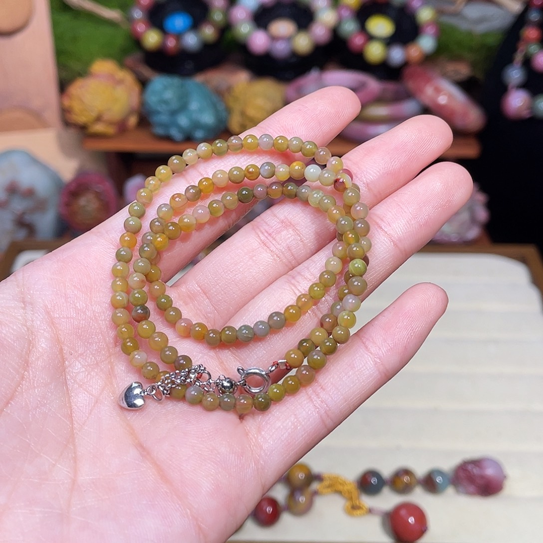 夯***.玛瑙/玉髓合金珠宝半成品盐源玛瑙小米链