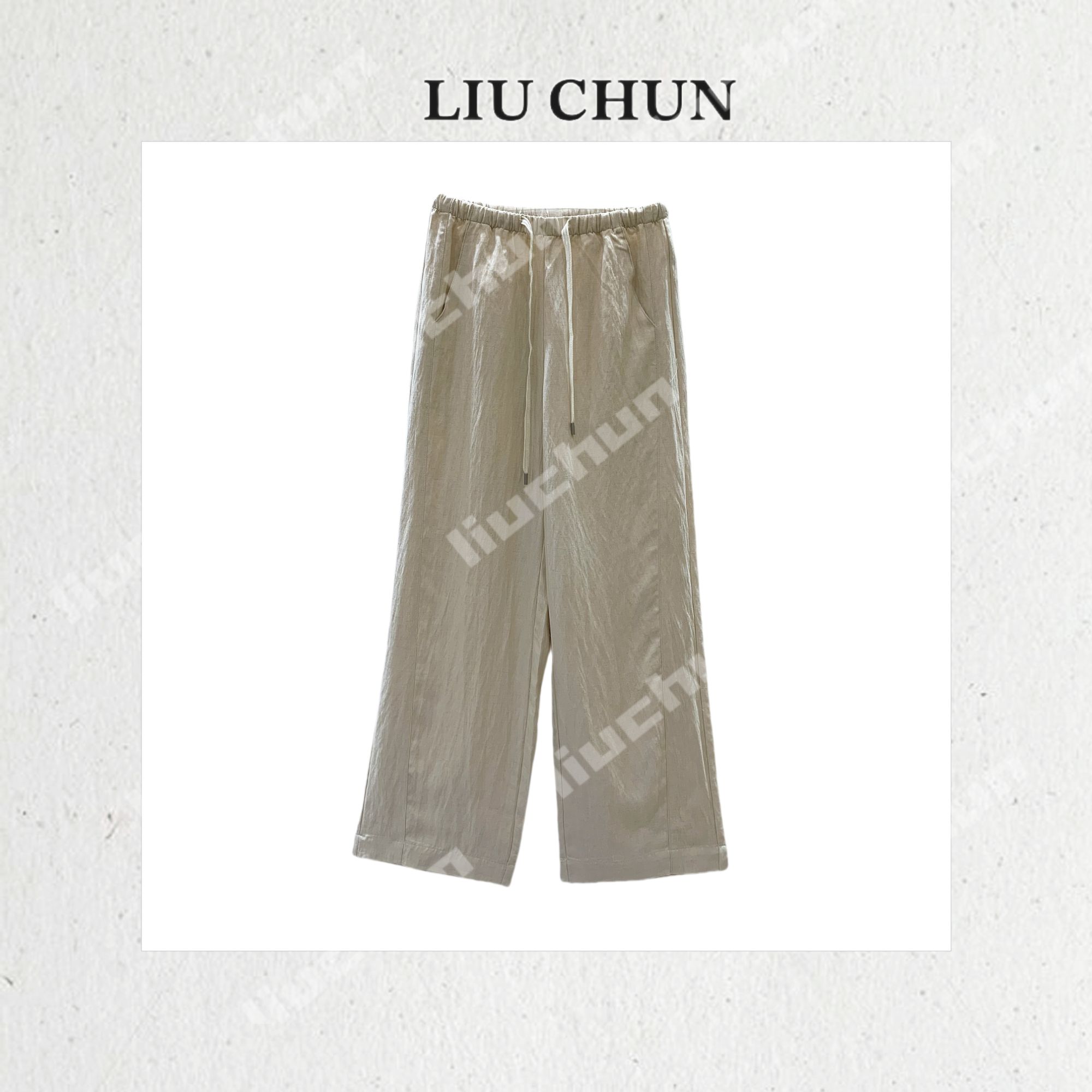 【素色松紧腰】CHUN家夏款抽绳阔腿裤