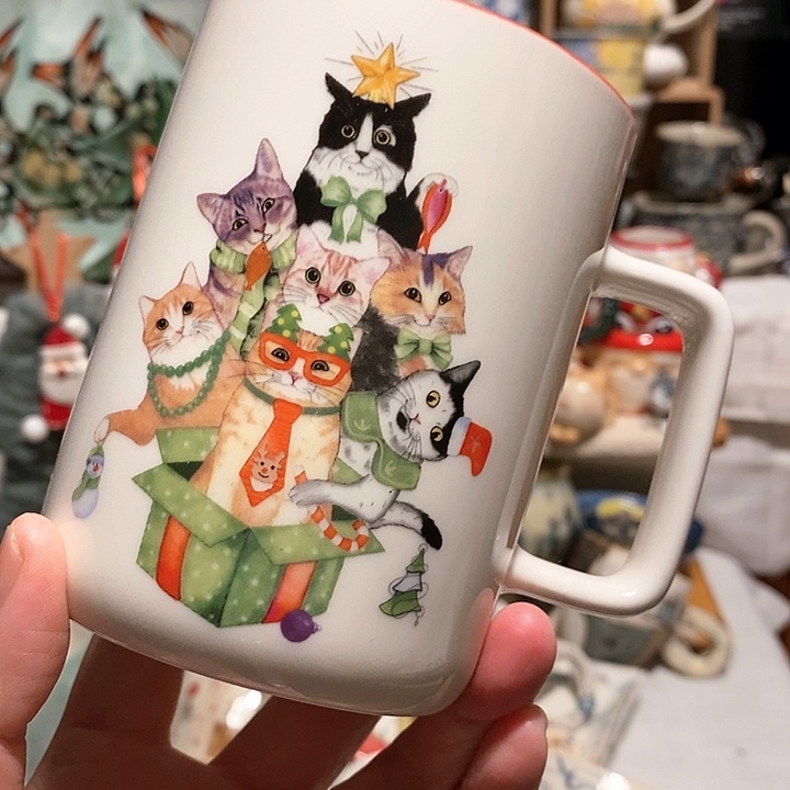 搪瓷圣诞猫咪马克杯