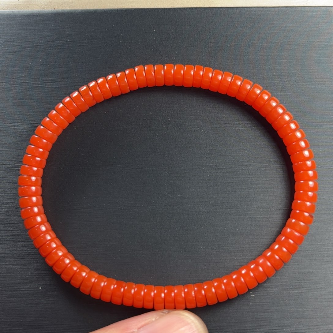未镶嵌手链南红玛瑙柿子红药片手串