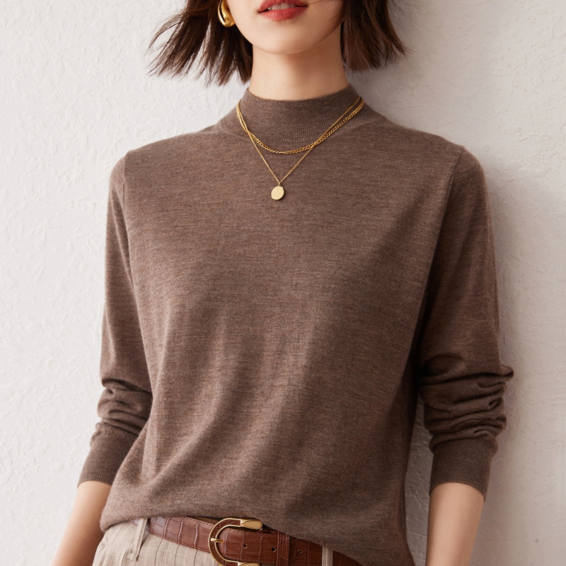 100%山羊绒半高领宽松打底衫68支精纺套衫A552