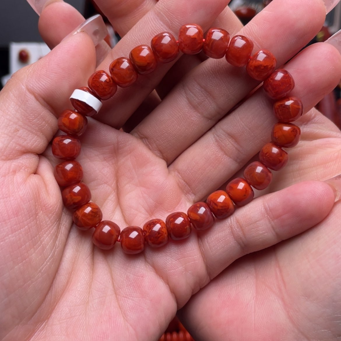 【闪购商品】南红玛瑙老型8➕火焰纹手串未镶嵌宁*
