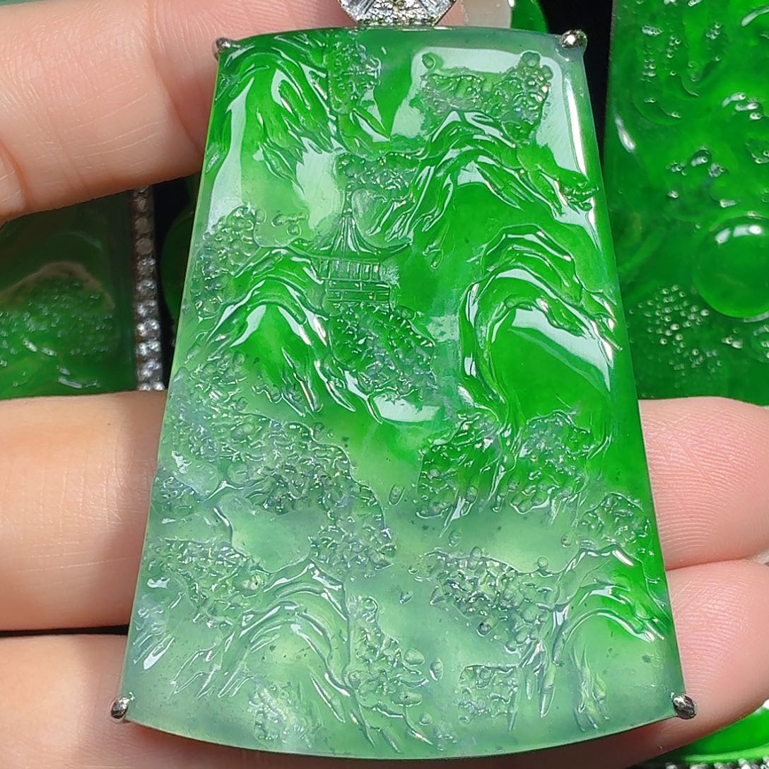 翡翠银S925镶嵌颈饰天然A货翡翠