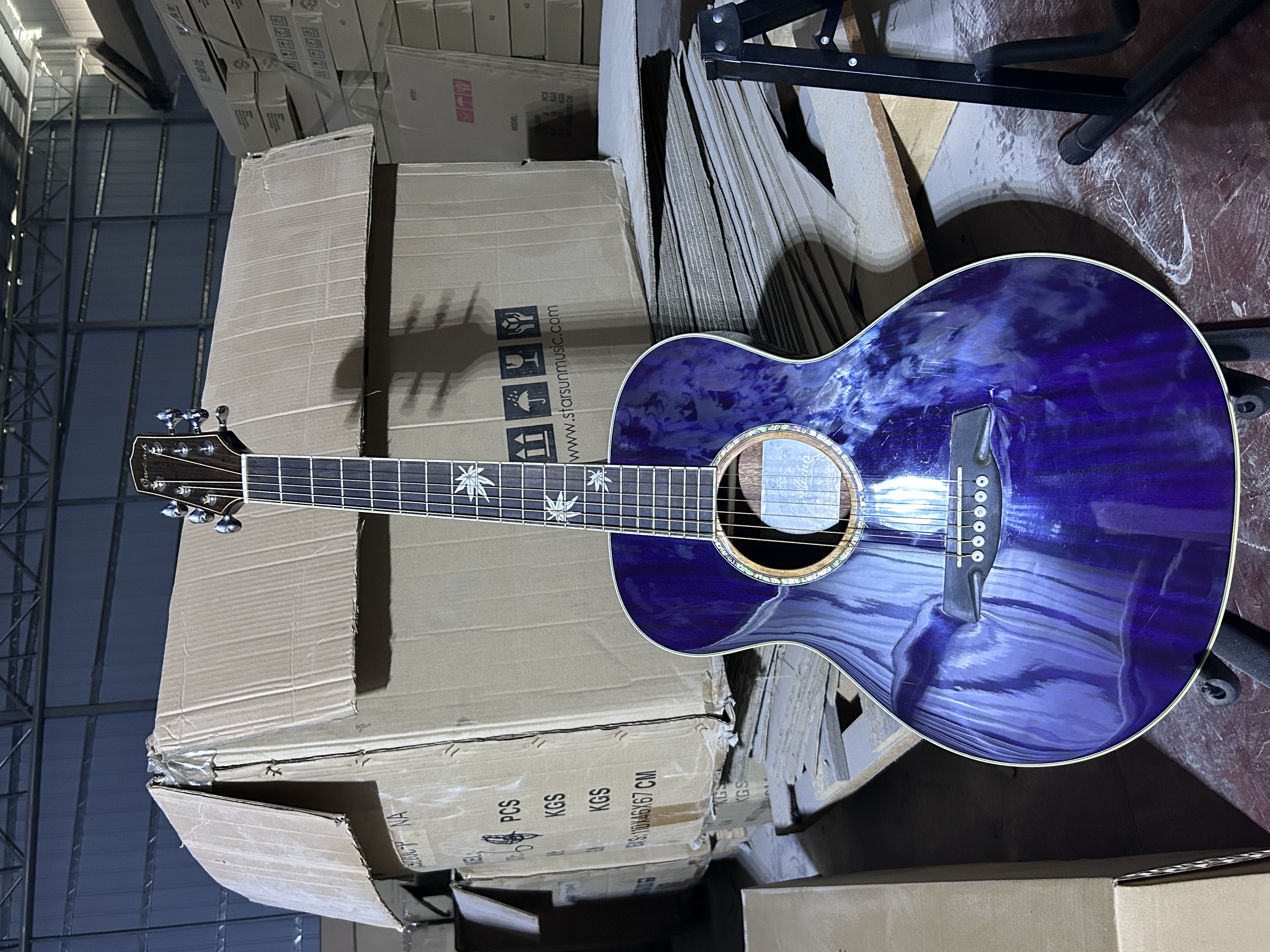 【36寸透明紫面单】炫彩通透紫青纹/面单配置/彩贝雕刻指板枫叶设计