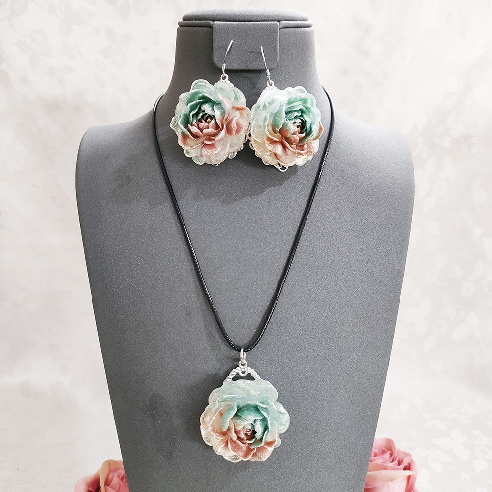 铜合金项链 民族风夸张手工项链套装耳坠饰品2125