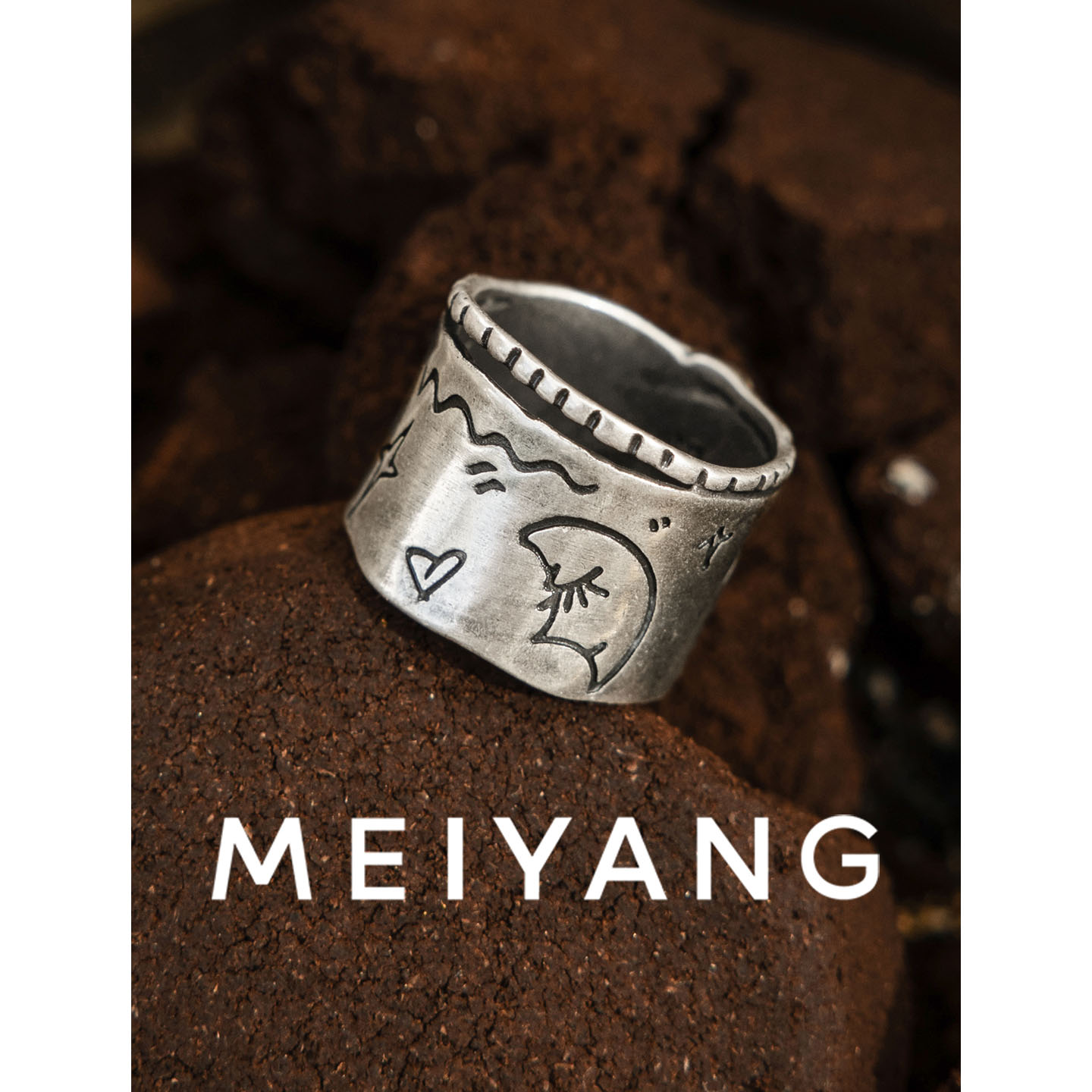 铜合金戒指 铜合金戒指 A美洋MEIYANG星月戒指 复古宽面戒-周四