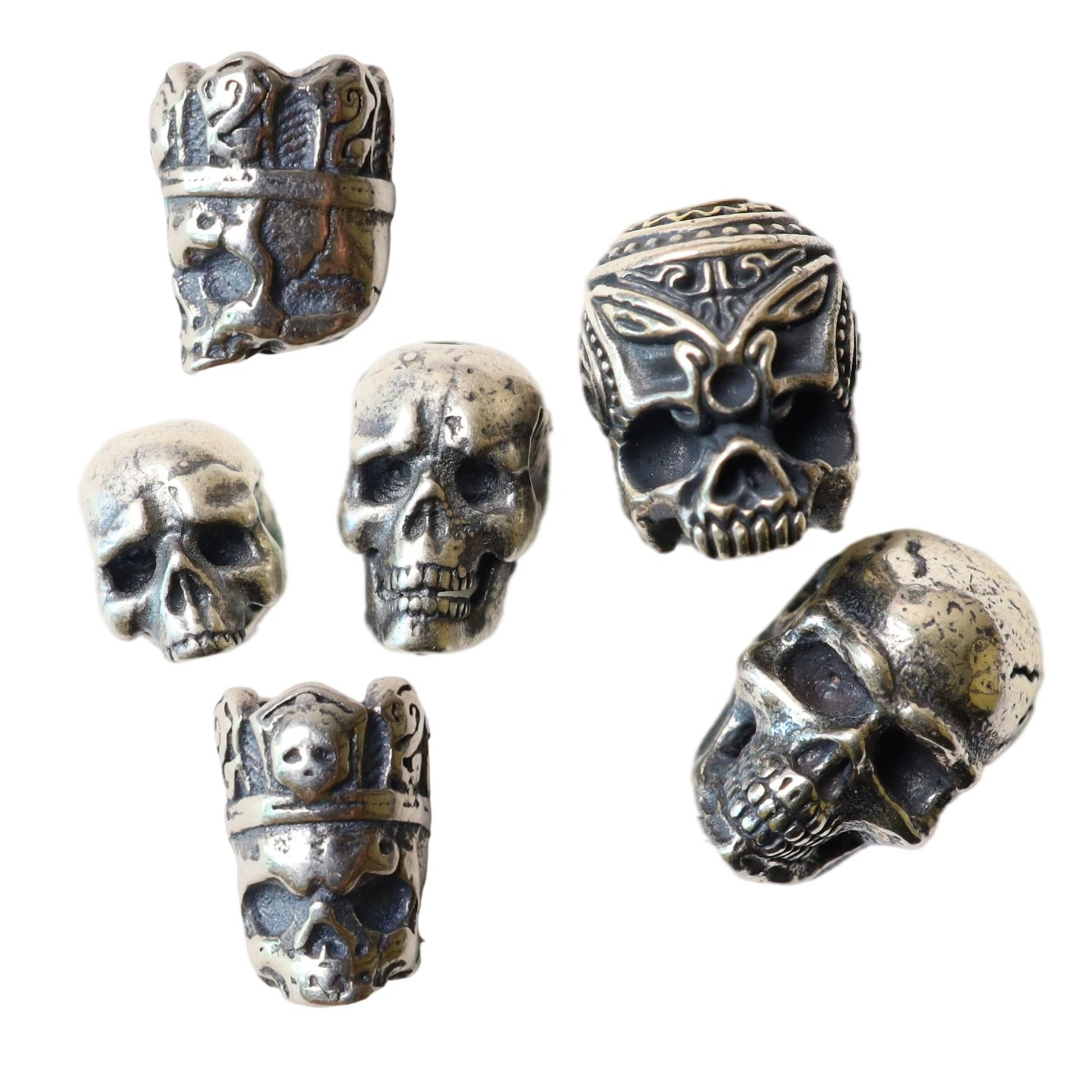 吊坠925银 菩提子柏香籽念珠配饰银饰刺骨风格骷髅隔珠弟子珠