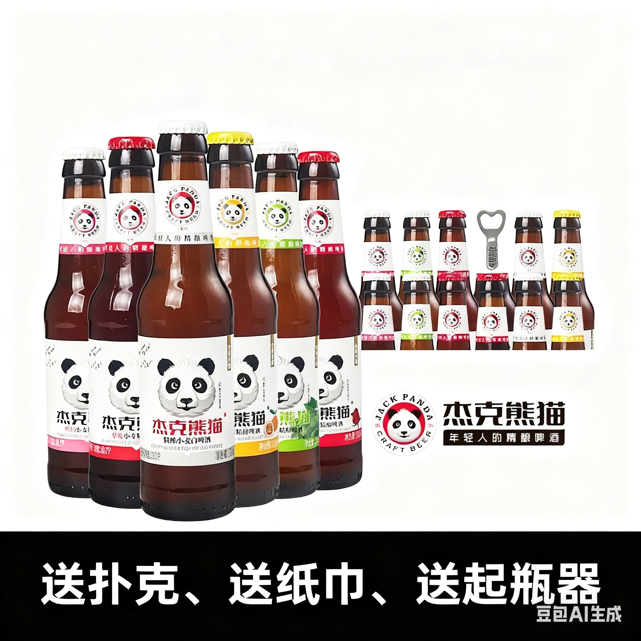 杰克熊猫啤酒精酿小麦百香果玫瑰桃红草莓果味啤酒275ml*24瓶整箱