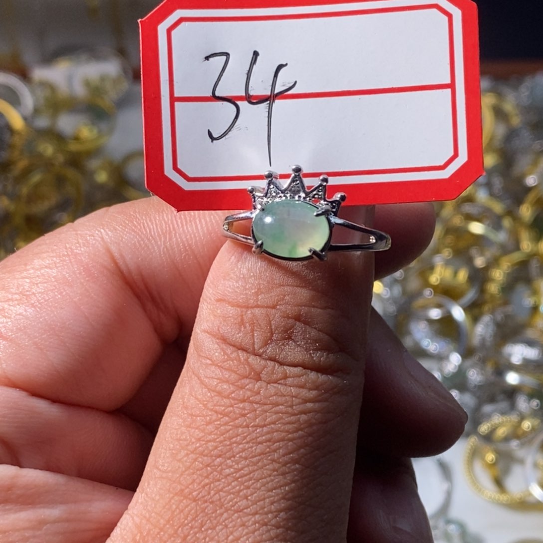 翡翠戒指银S925镶嵌翡翠