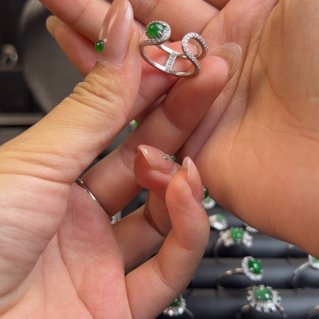 翡翠银S925镶嵌戒指