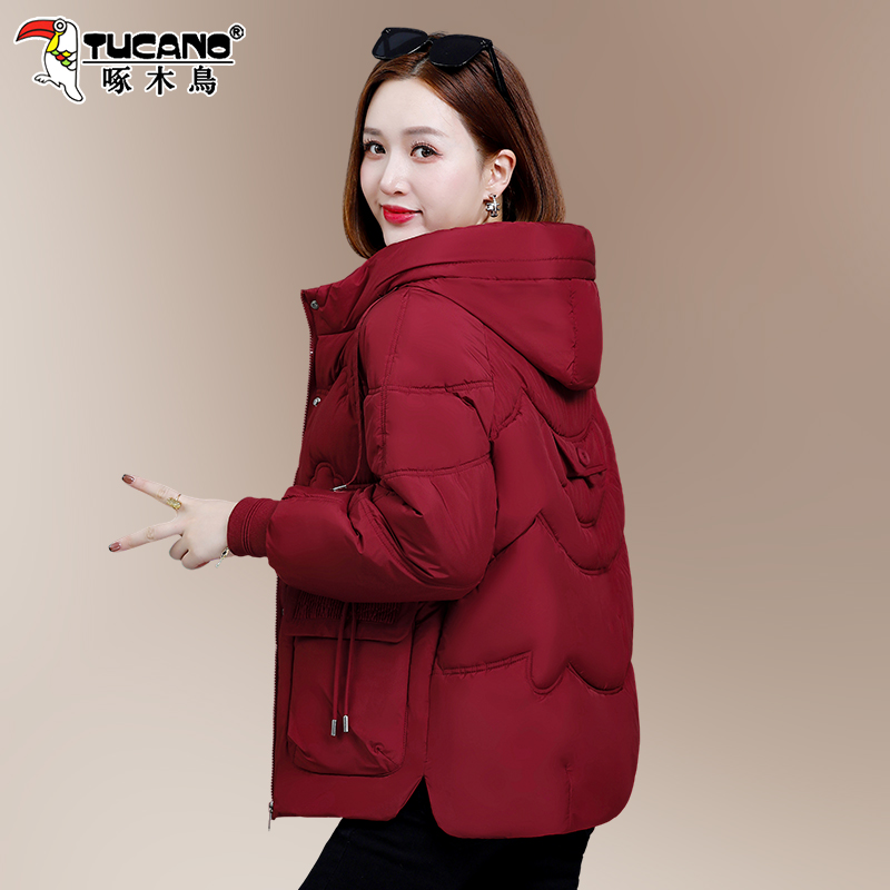 啄木鸟棉服女款冬季2025新款加厚保暖棉衣中老年妈妈冬装棉袄外套