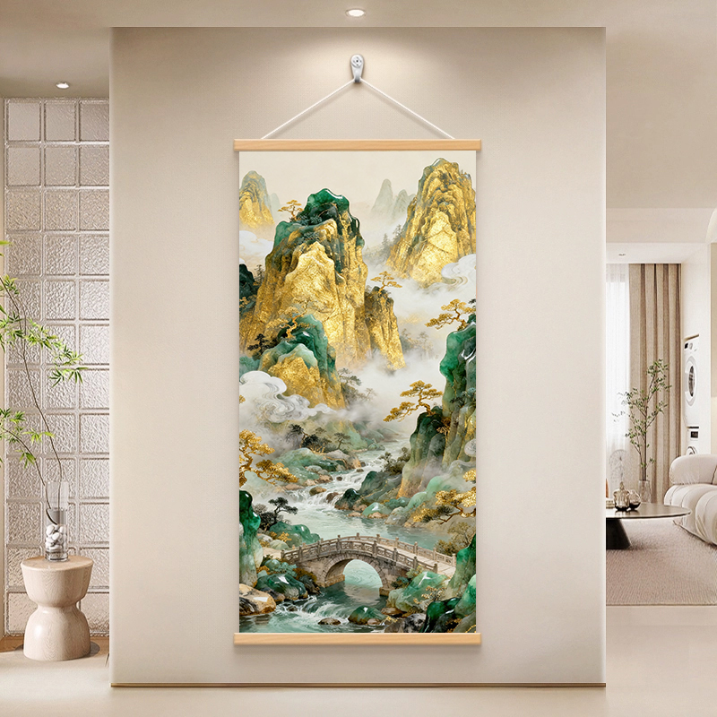 【书法宣绒布材质】卷轴挂画进门入户玄关装饰画现代轻奢挂画简约