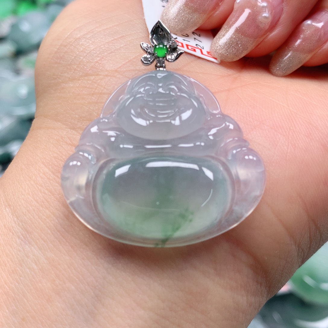 翡翠颈饰18K金镶嵌天然翡翠