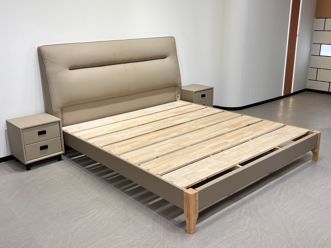 经济型北欧榫卯大床意式轻奢极简主卧单人床简约简易家用中式储物