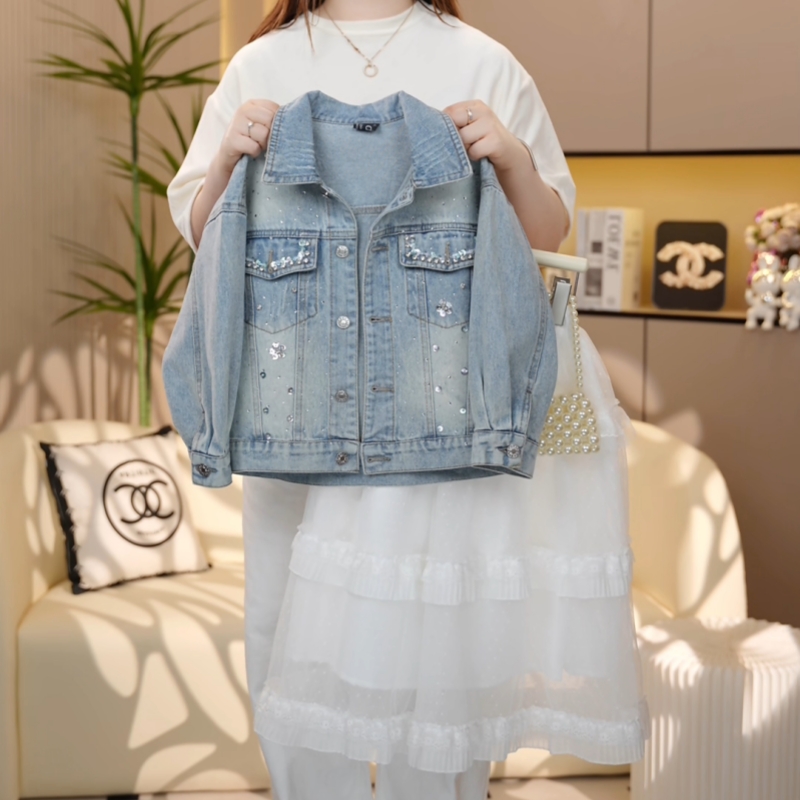 【糖宝魔豆】女童牛仔外套春秋款2025新款洋气秋装女孩时尚百搭上衣