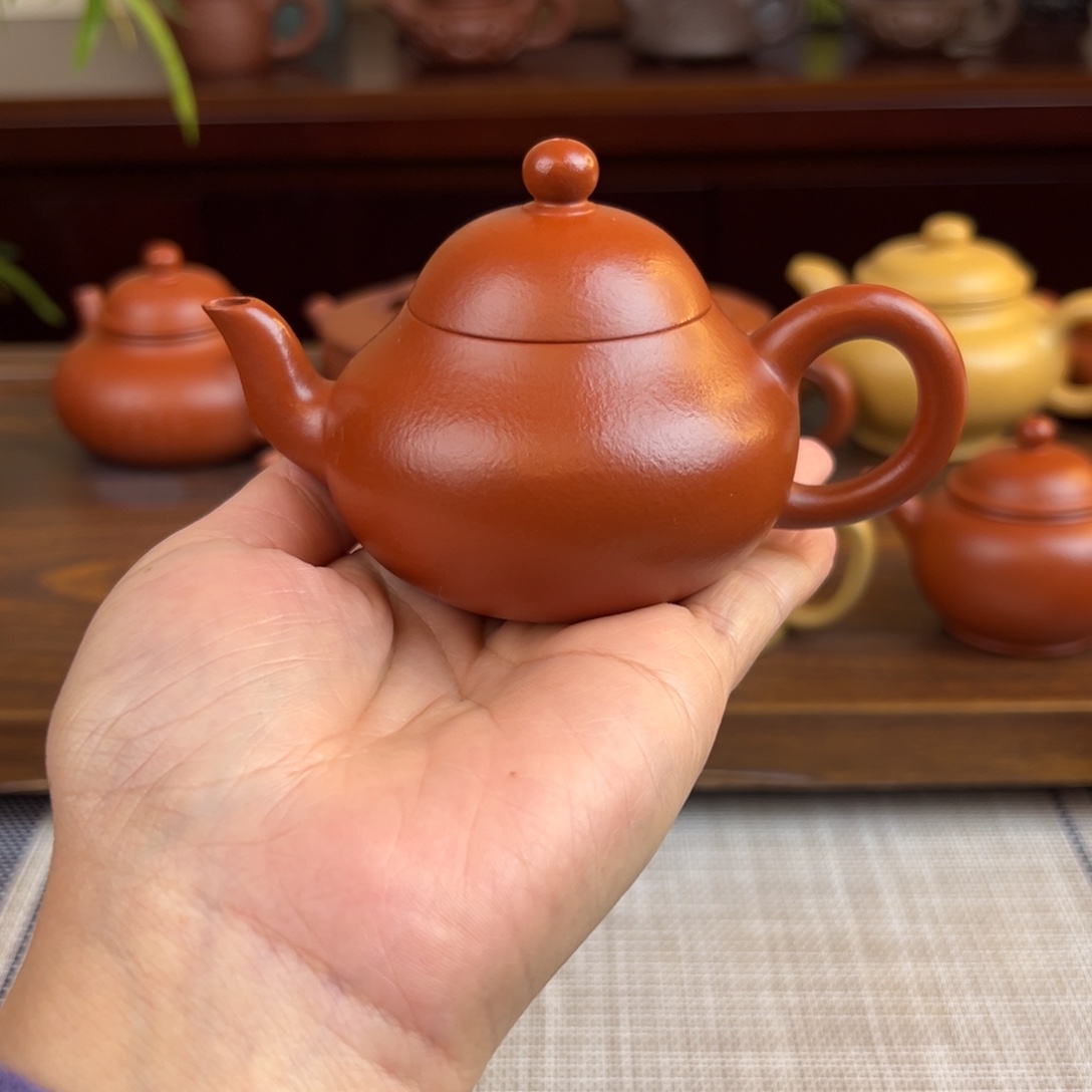 紫砂茶壶朱泥矮梨全手100cc