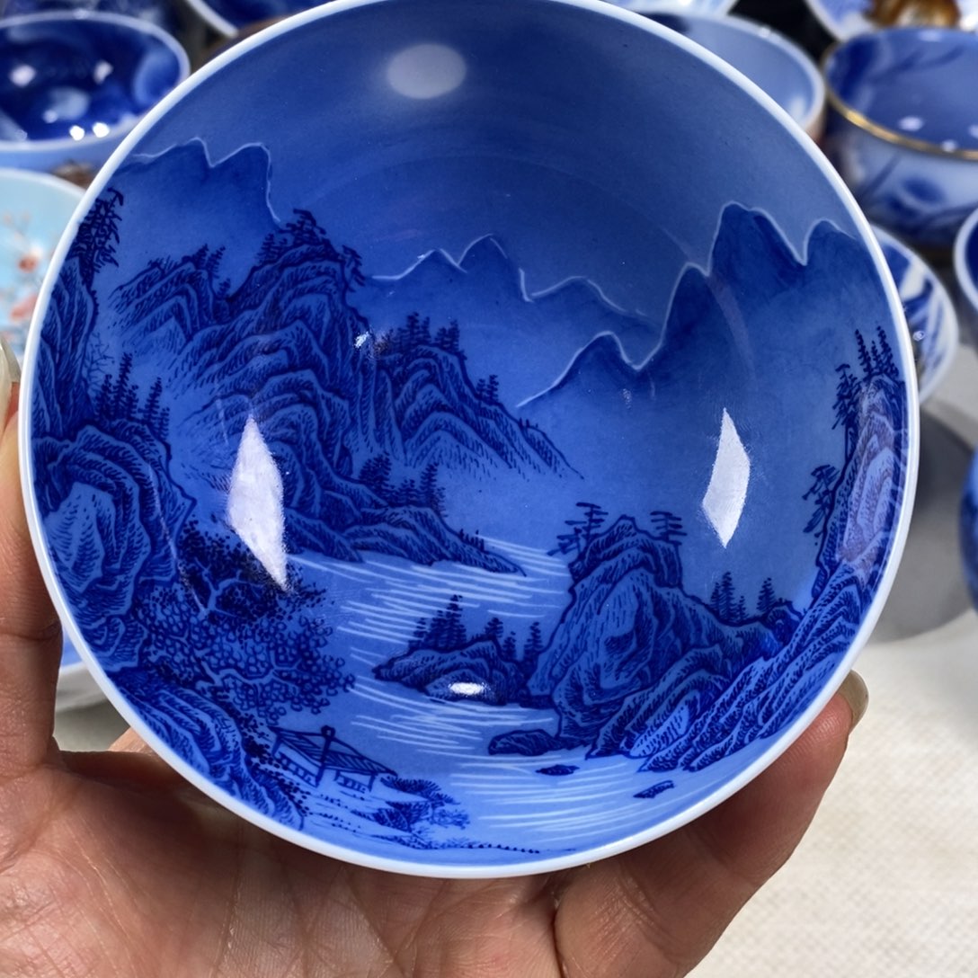 青花山水主人杯杯