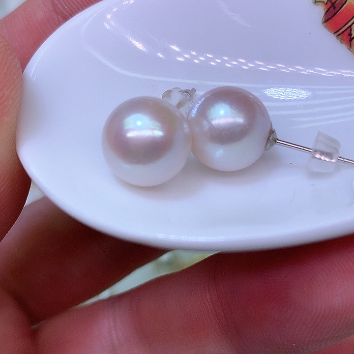 银S925镶嵌耳饰淡水珍珠