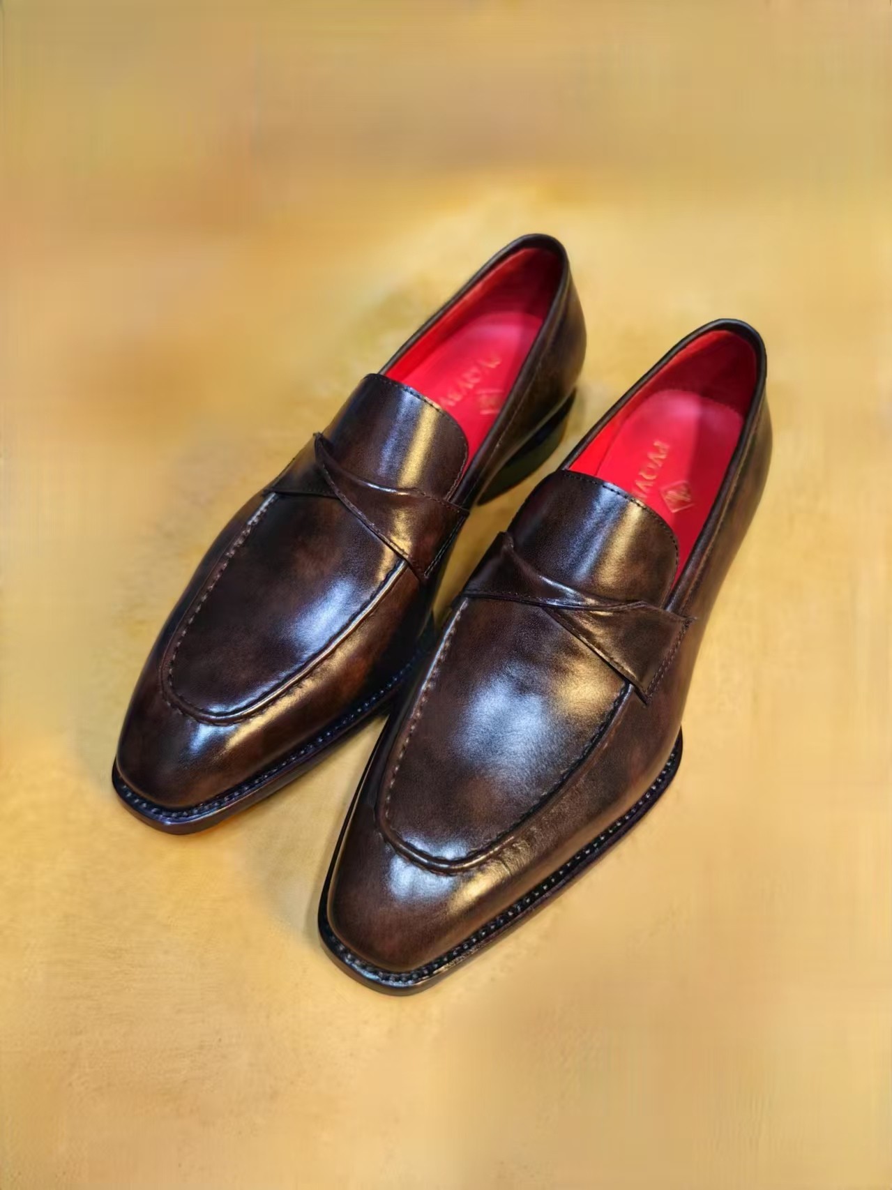 【琴底】纯手工沿条缝线透气耐磨休闲乐福鞋上班族皮鞋痞帅工作皮鞋