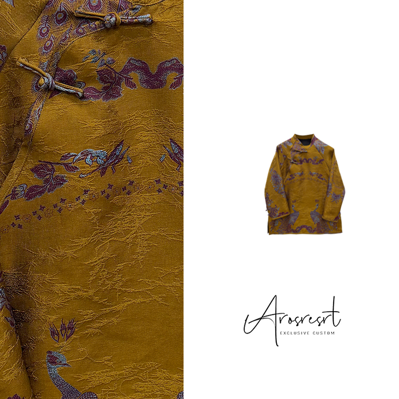 【鎏金孔雀】2025冬季新款国潮新中式国风圆领上衣提花