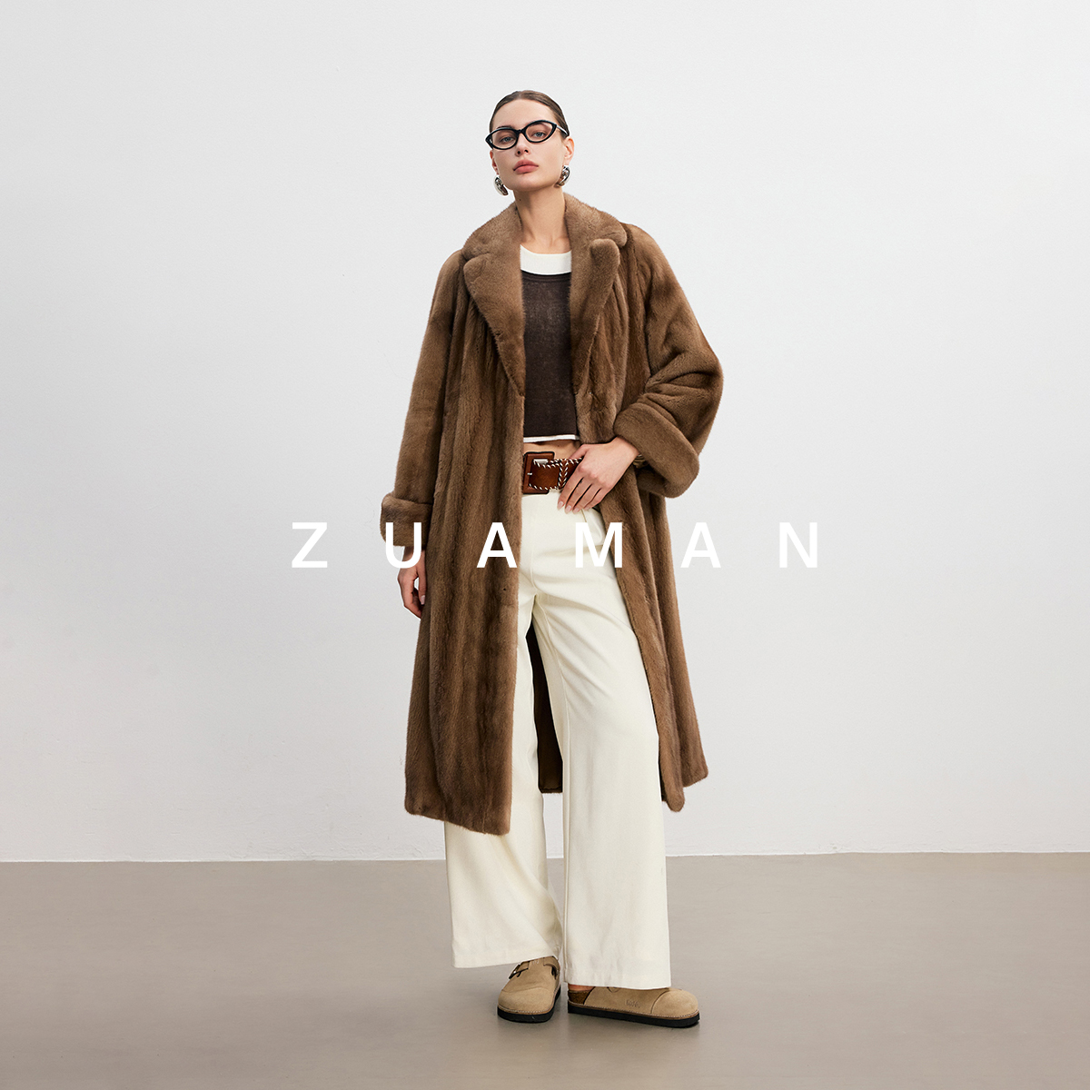 Zuaman/祖阿曼黑翼甄选【刘仙女同款】冬季新款进口水貂外套长款013