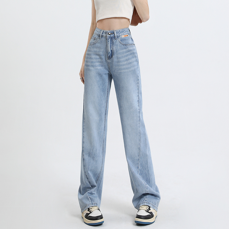 2025夏季新款爆款高腰显瘦收腹提臀裤缝错位设计窄版阔腿裤女