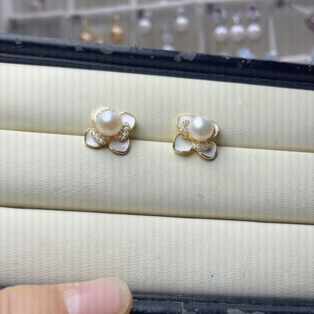 银S925镶嵌珍珠首饰淡水珍珠