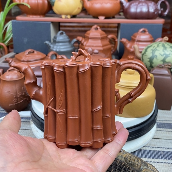 茶壶紫砂一梱竹200CC原矿赵庄朱泥五一特价