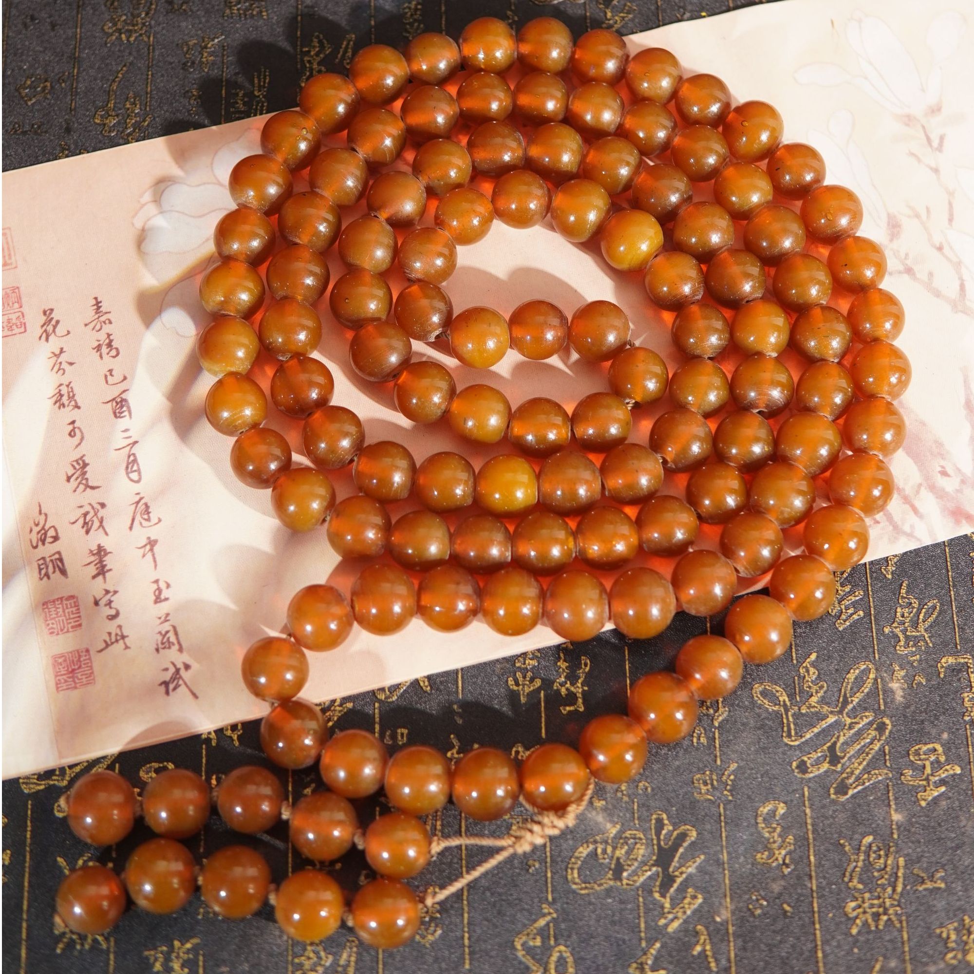 老琉璃复古百搭茶色卡20mm108子121704