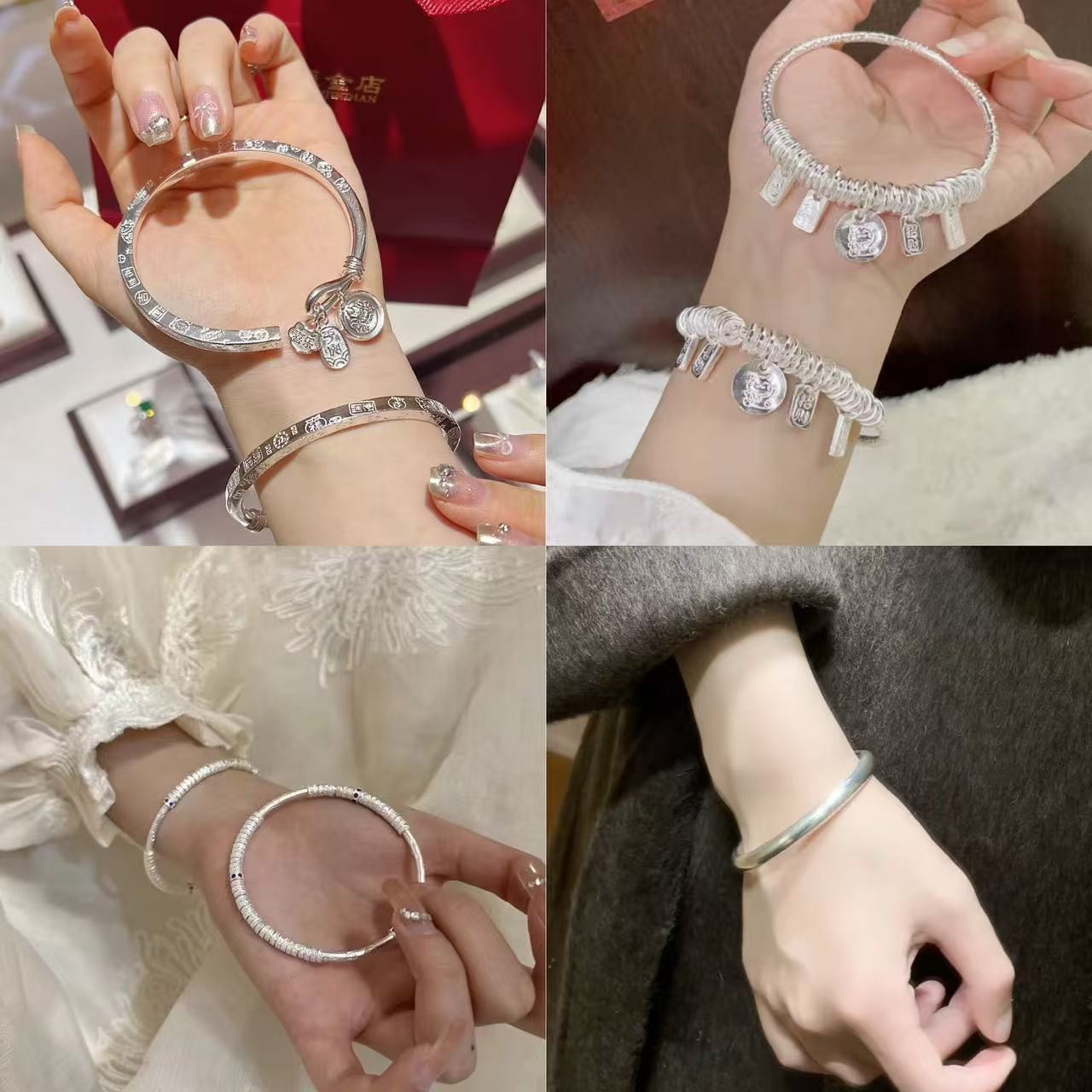 足银银制品 直播间选款时尚百搭精美手镯手串手链（KX-1）