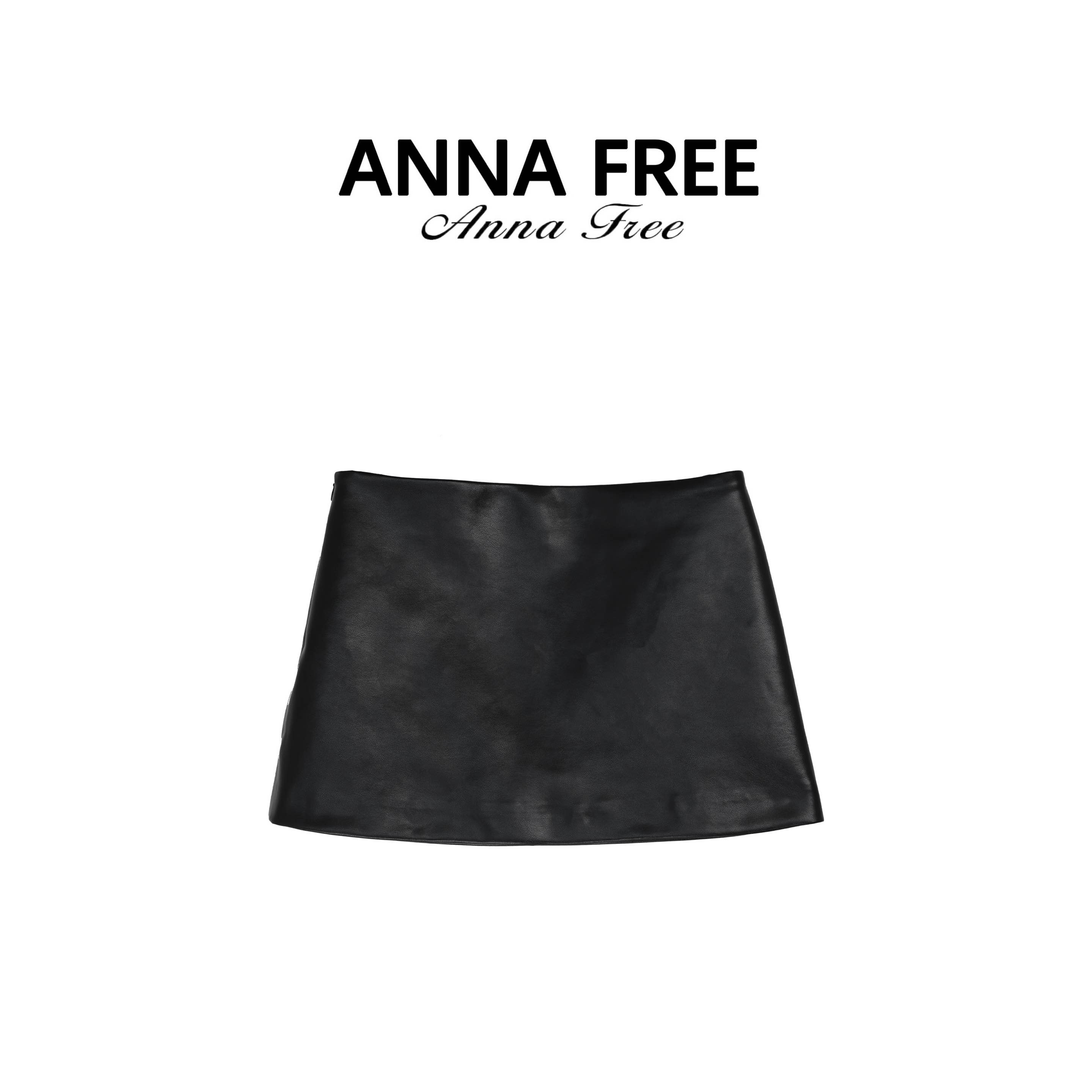ANNA FREE 女高腰a字短裙修身显瘦2025秋新款pu皮半身裙ZC825817