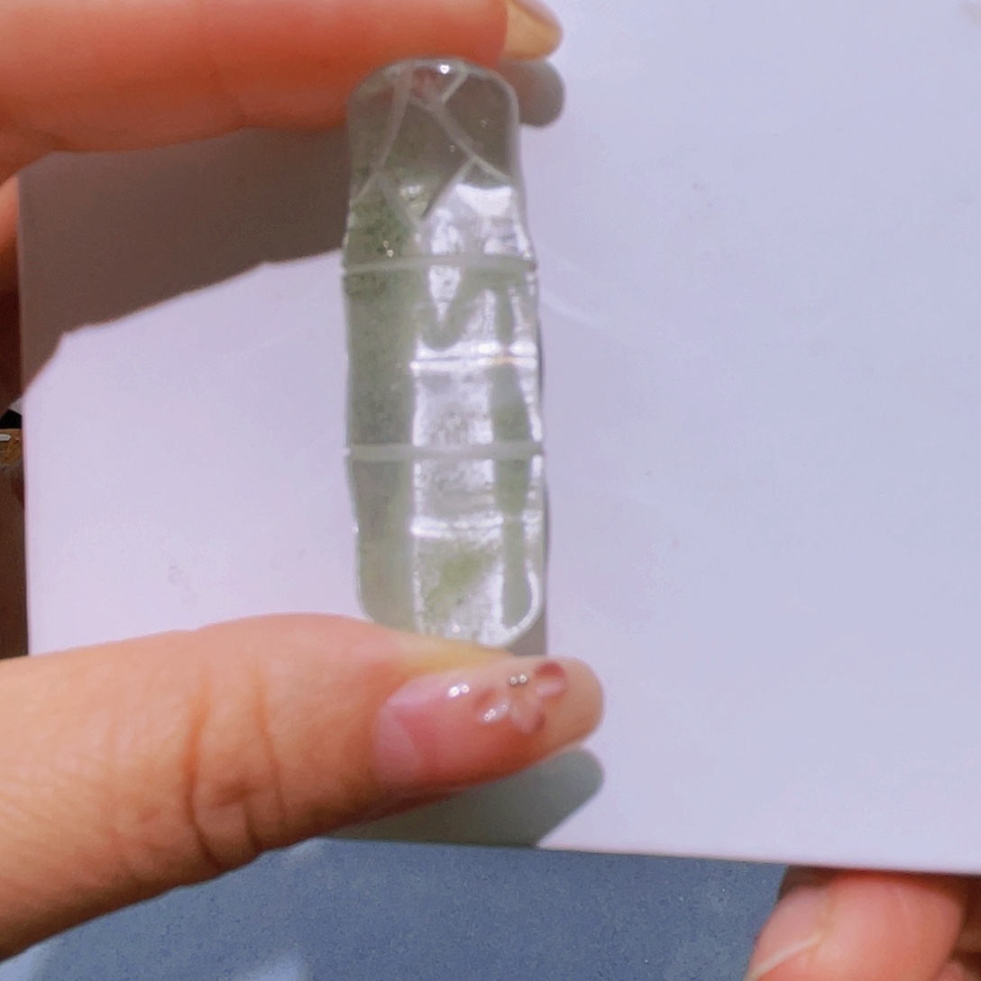 水晶颈饰未镶嵌天然翠绿幽灵竹节吊坠