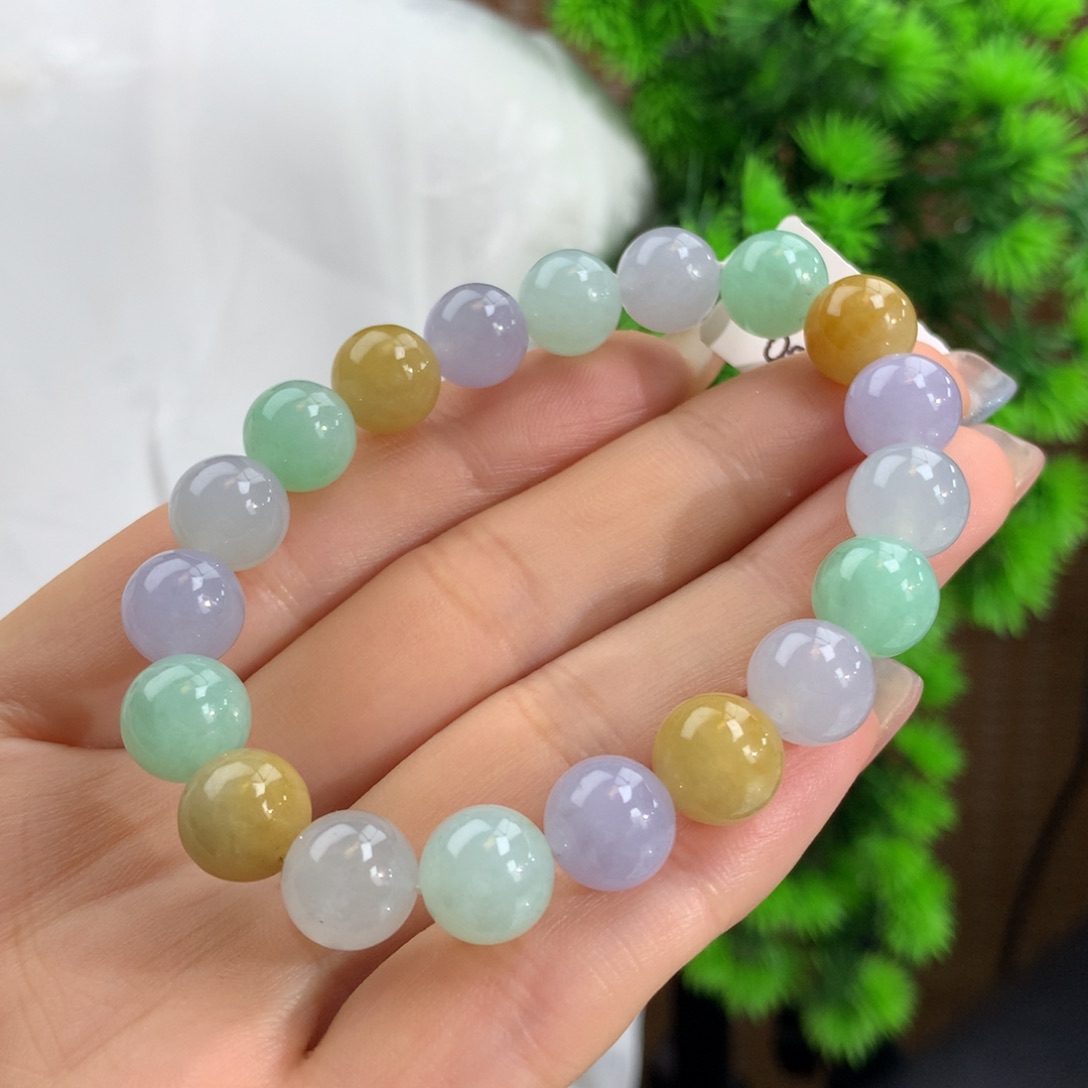 翡翠手链未镶嵌冰胶多宝手链卡10m m